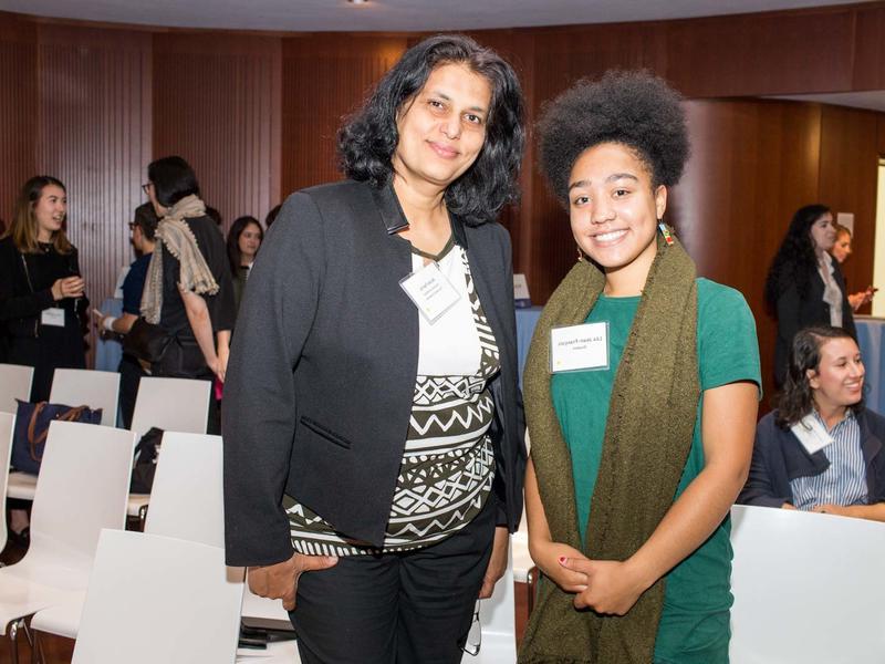 Barnard student and her alumna mentor, both women of color